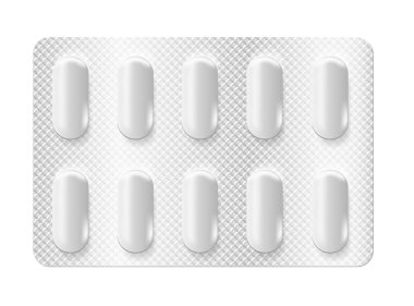 Gerçekçi 3D kabarcık hapları.