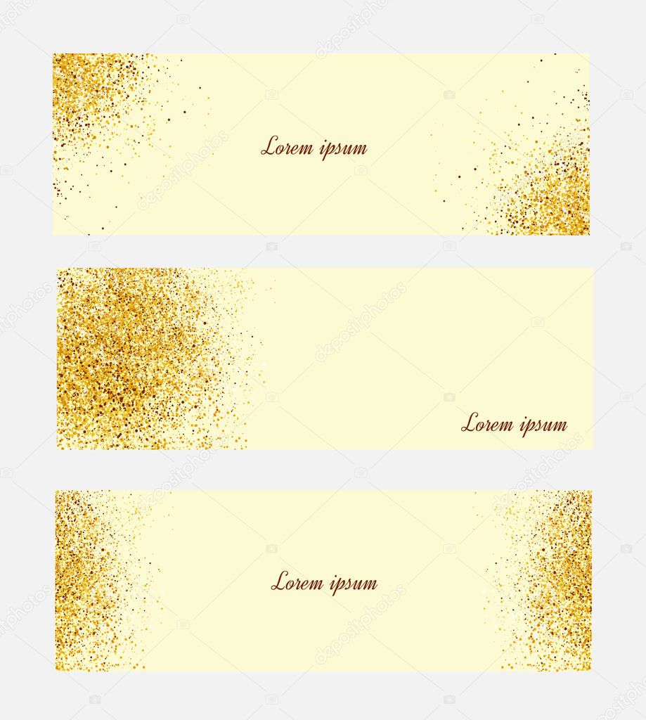 Gold banner. Gold sparkles on yellow background.  Banners logo 