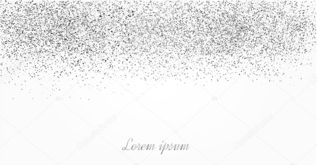 Silver glitter background.  Silver sparkles on white background