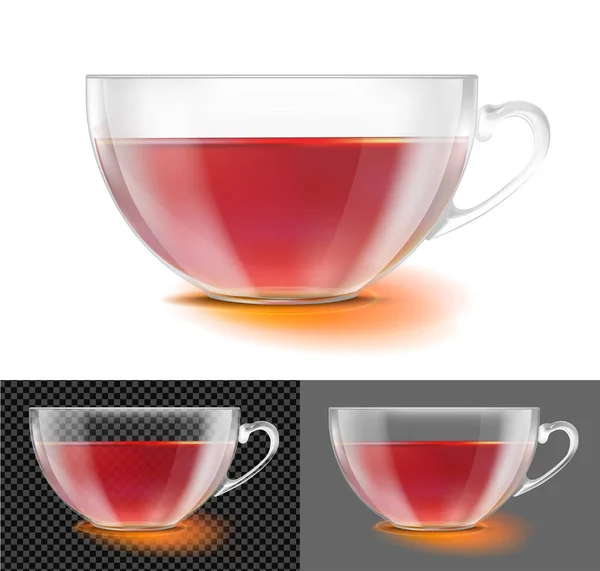 Taza Vidrio Transparente Con Negro — Vector de stock