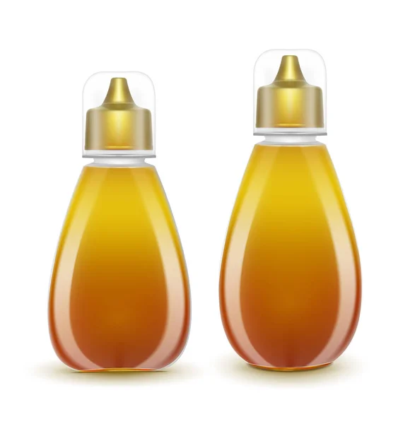 Botella Miel Plástico Vectorial Con Tapa Transparente — Archivo Imágenes Vectoriales