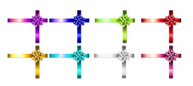 Hediye kurdeleleri ve fiyonkların gerçekçi görüntüsü.