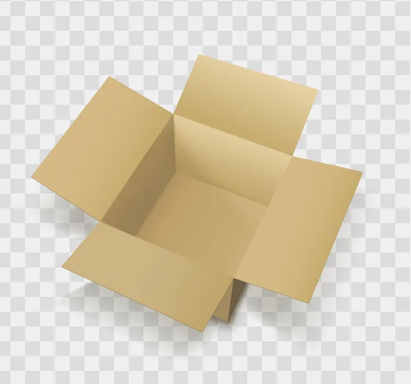 Caja Abierta Marrón Caja Móvil Cartón — Vector de stock