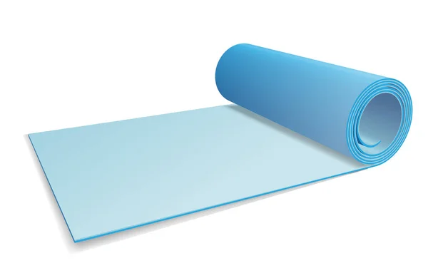 Blauwe Yoga Mat Fitness Toestellen — Stockvector