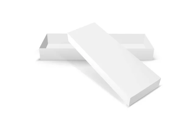 Paquete Rectangular Blanco Para Aperitivos Comida Chocolate Caja Abierta — Vector de stock