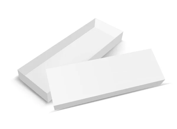 Paquete Rectangular Blanco Para Aperitivos Comida Chocolate Caja Abierta — Vector de stock