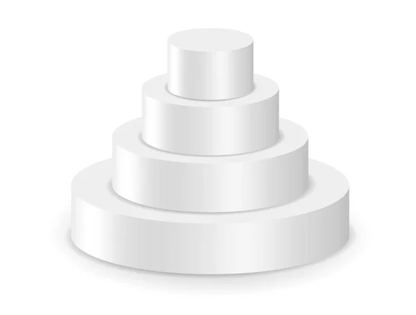 Weiße Vektorrunde Auf Dem Siegerpodest Vier Stufen Kuchen — Stockvektor