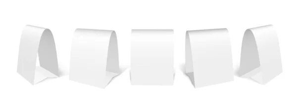 Tenda Mesa Tiângulo Branco Modelo Plástico Papel — Vetor de Stock
