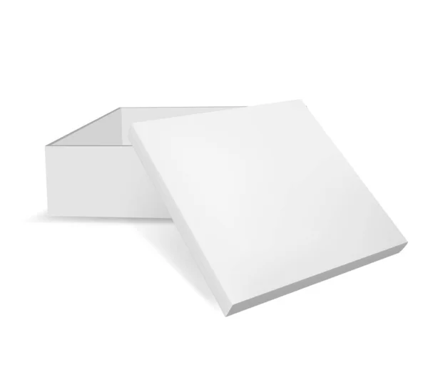 Caja Regalo Blanca Abierta Con Tapa — Vector de stock