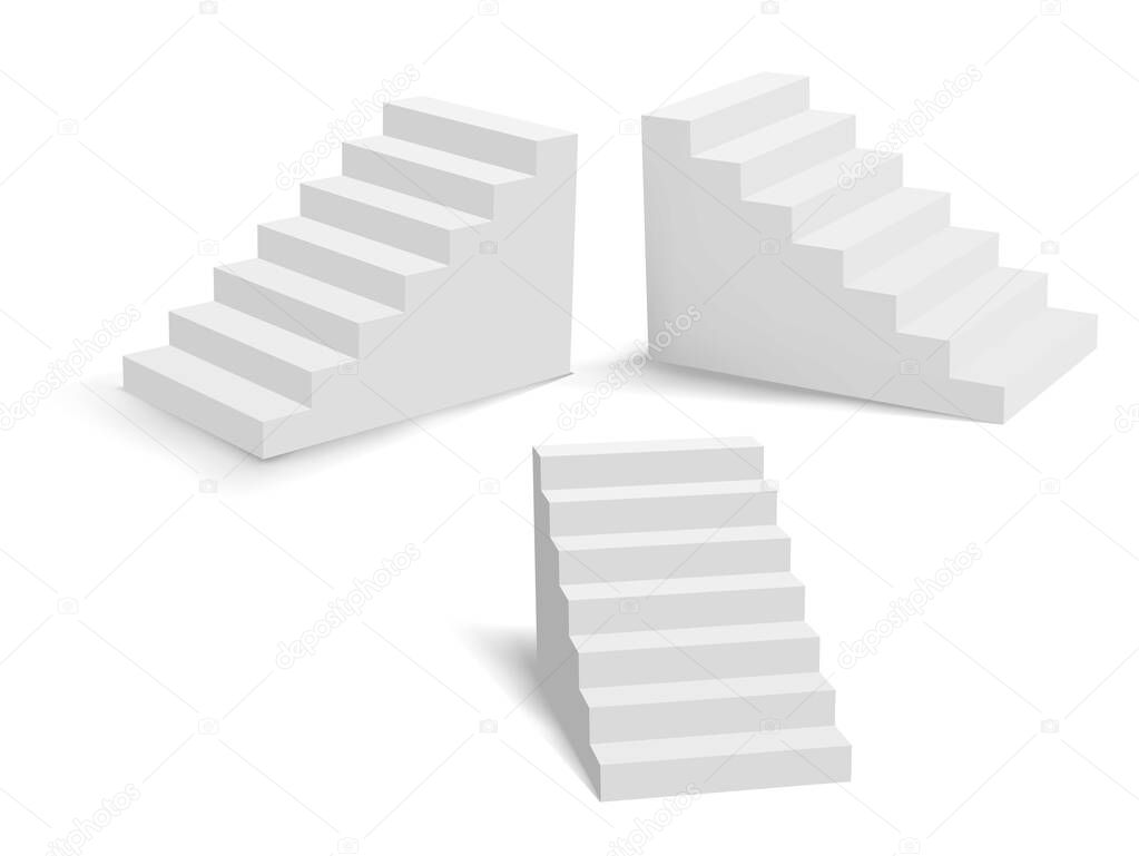 White vector stairs. Realistic 3d image.