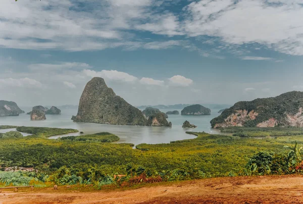 Wspaniały widok z góry hill na zatokę tajski — Zdjęcie stockowe