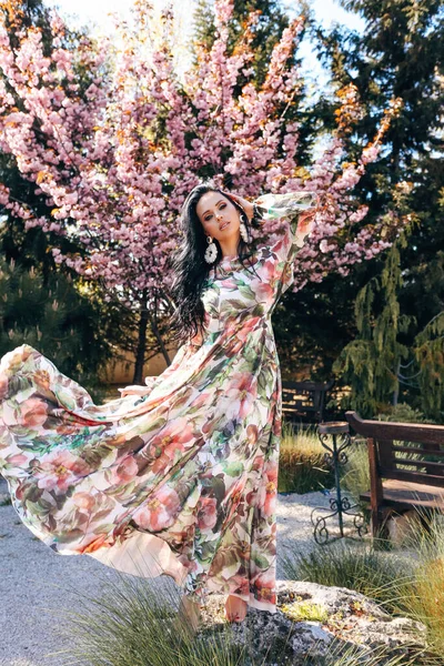 Moda Foto Livre Bela Mulher Sensual Com Cabelo Escuro Vestido — Fotografia de Stock