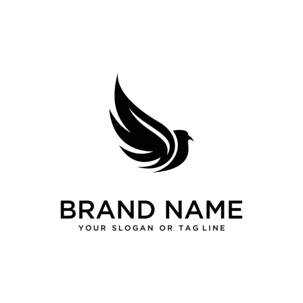 Pássaro design logotipo vetor branco fundo modelo —  Vetores de Stock