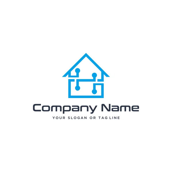 Home design logo technology vector template white background — Stock Vector
