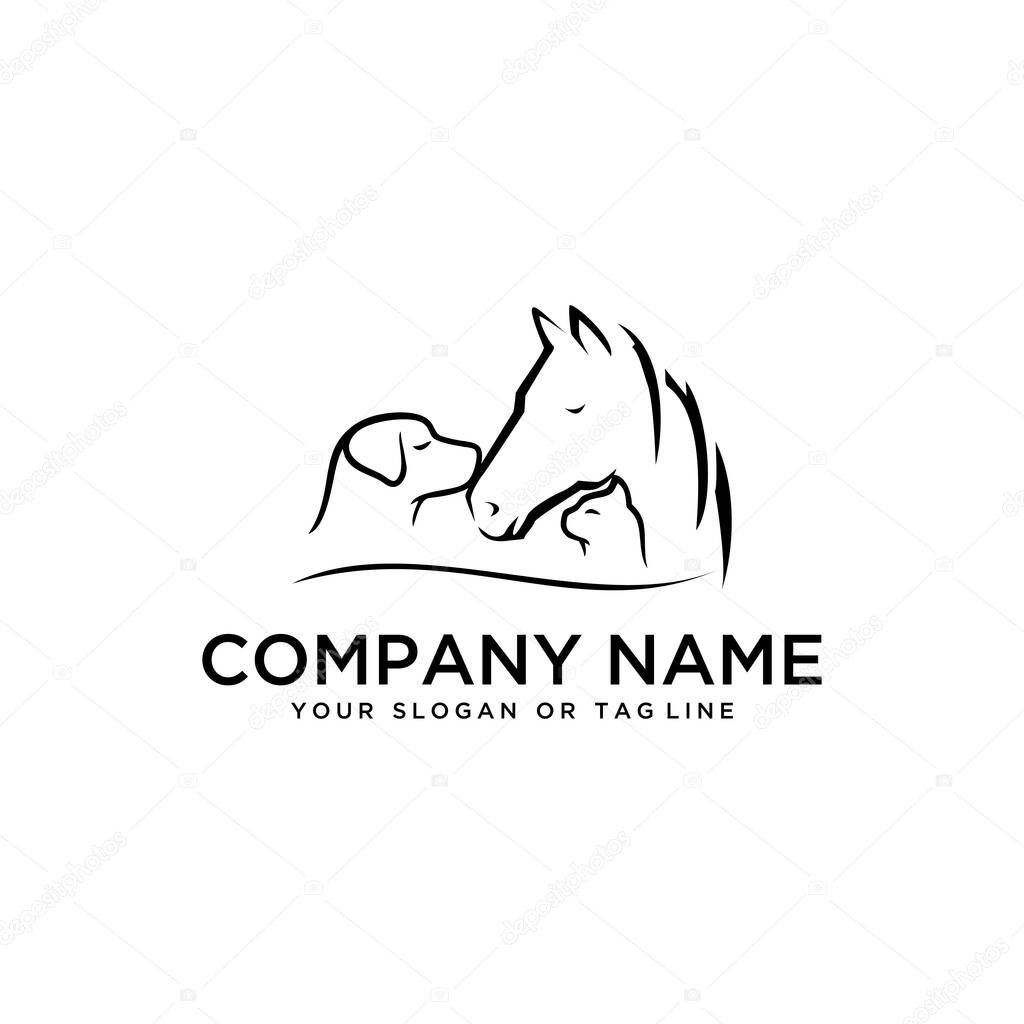Logo design Horse Dog Cat vector template
