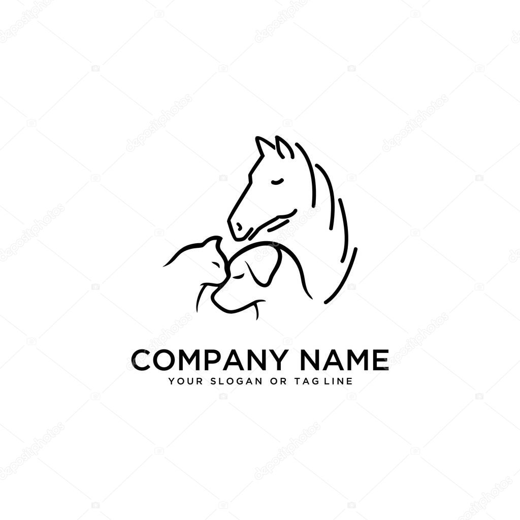 Logo design Horse Dog Cat vector template
