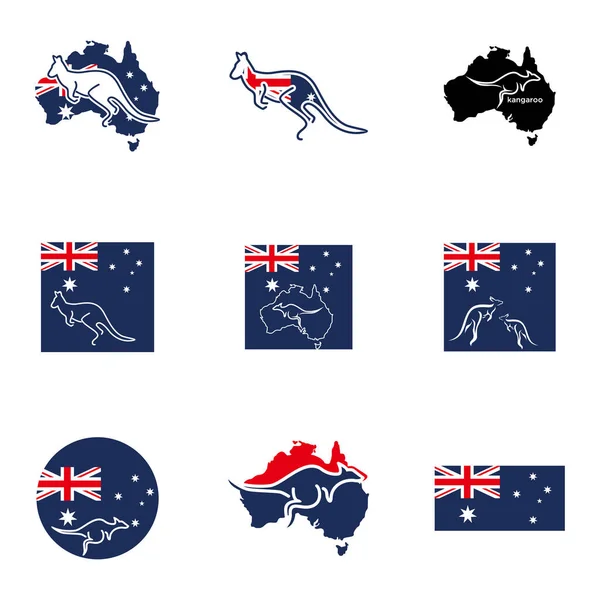 Set map of Australia Flag country map of australia day australia vector template — ストックベクタ