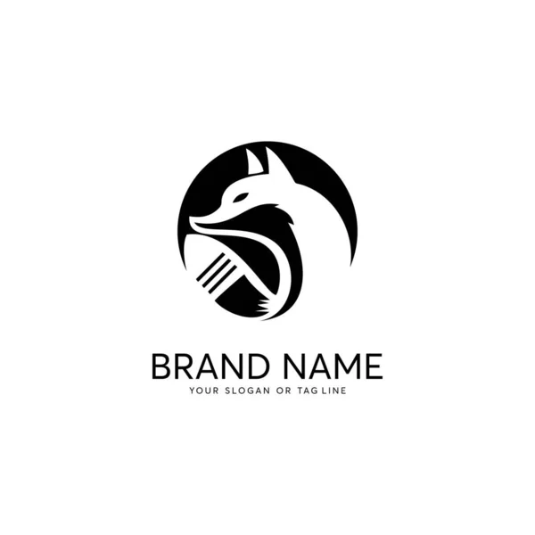 Lupo logo design vettore modello bianco sfondo — Vettoriale Stock