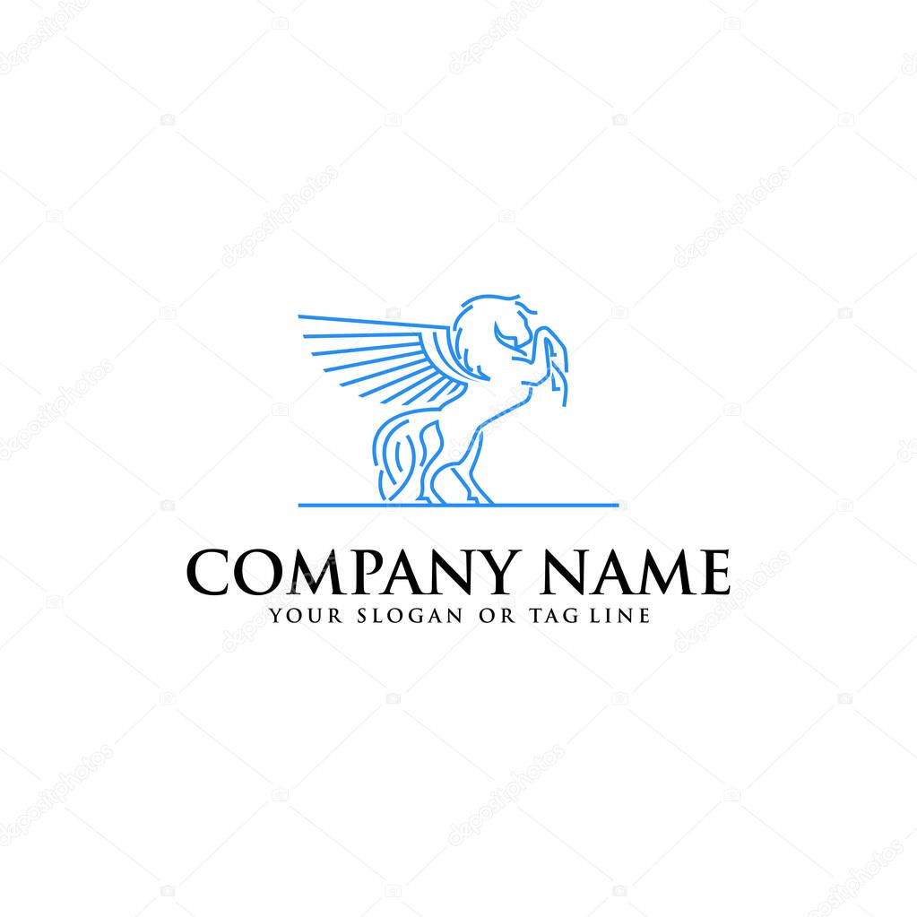 Pegasus logo design vector template with a white background