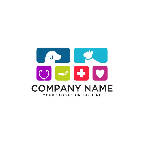 Design logo care about dog and cat health care vector
