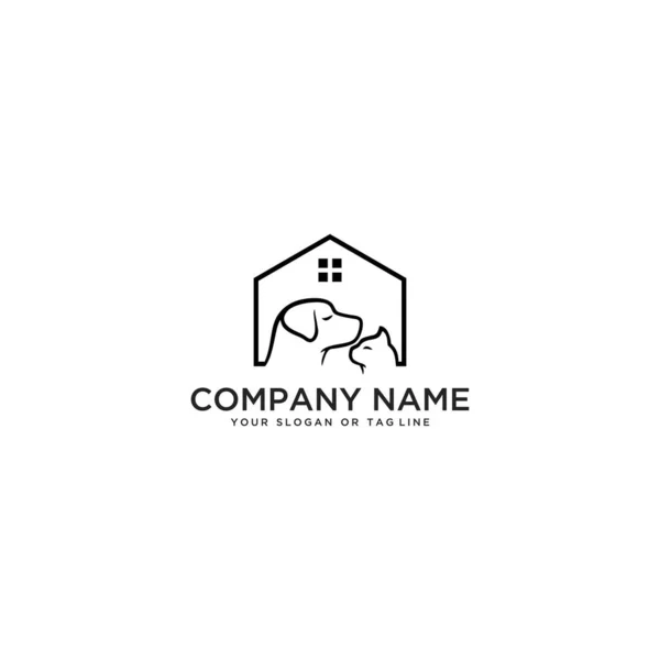 yaratıcı köpek kedi evcil hayvan evi logosu tasarım vektörü