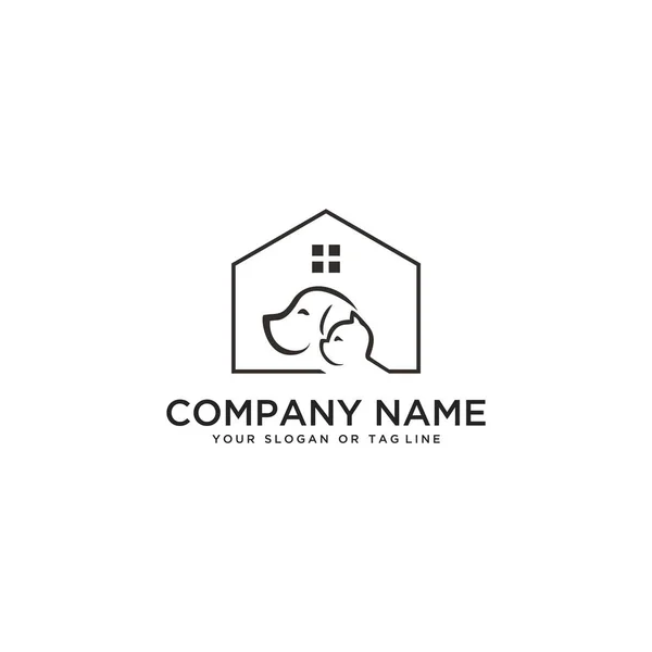 Креативний собака кіт будинок тварина логотип дизайн вектор — стоковий вектор