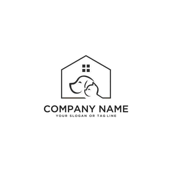 yaratıcı köpek kedi evcil hayvan evi logosu tasarım vektörü