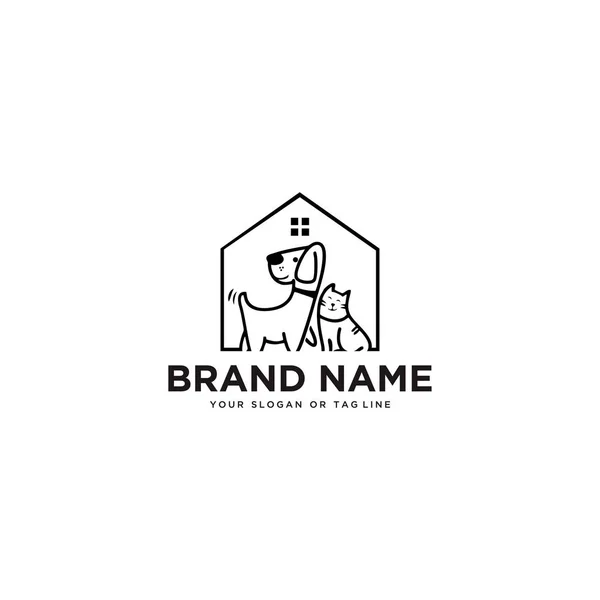 Kreative Hund Katze Haustier Logo Design Vektor lizenzfreie Stockillustrationen