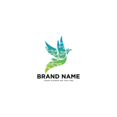 logo tasarımı kavramı kuş teknolojisi şablonu