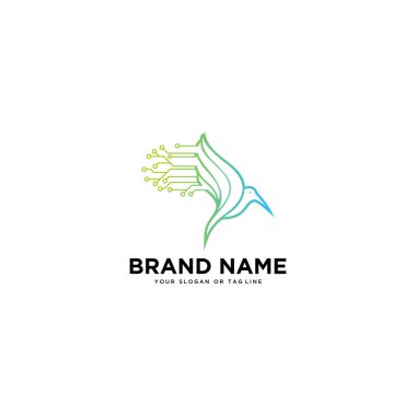 logo tasarımı kavramı kuş teknolojisi şablonu
