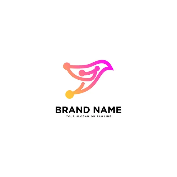 Logo Design Concept Bird Tech Modello Vettoriale — Vettoriale Stock