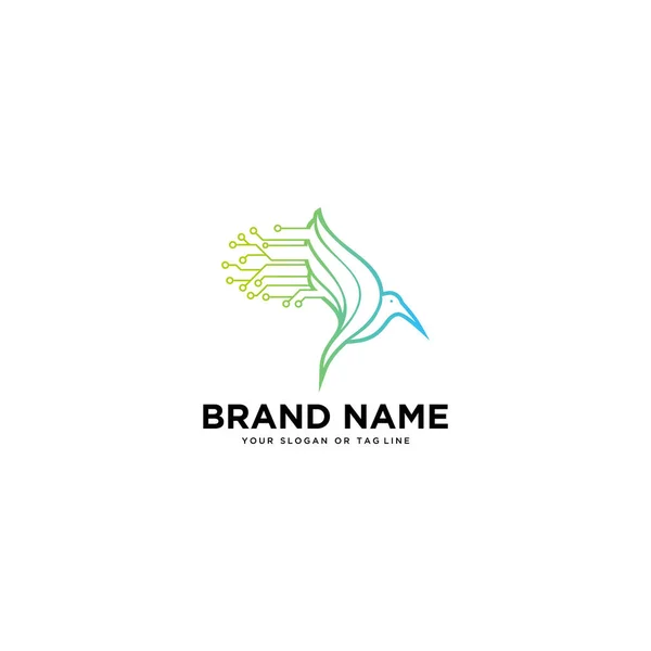 logo tasarımı kavramı kuş teknolojisi şablonu
