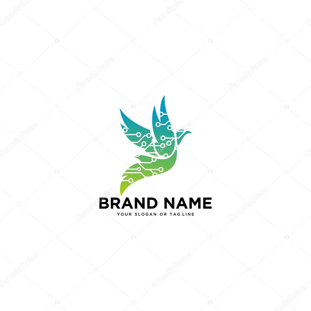 Logo design concept bird tech vector template