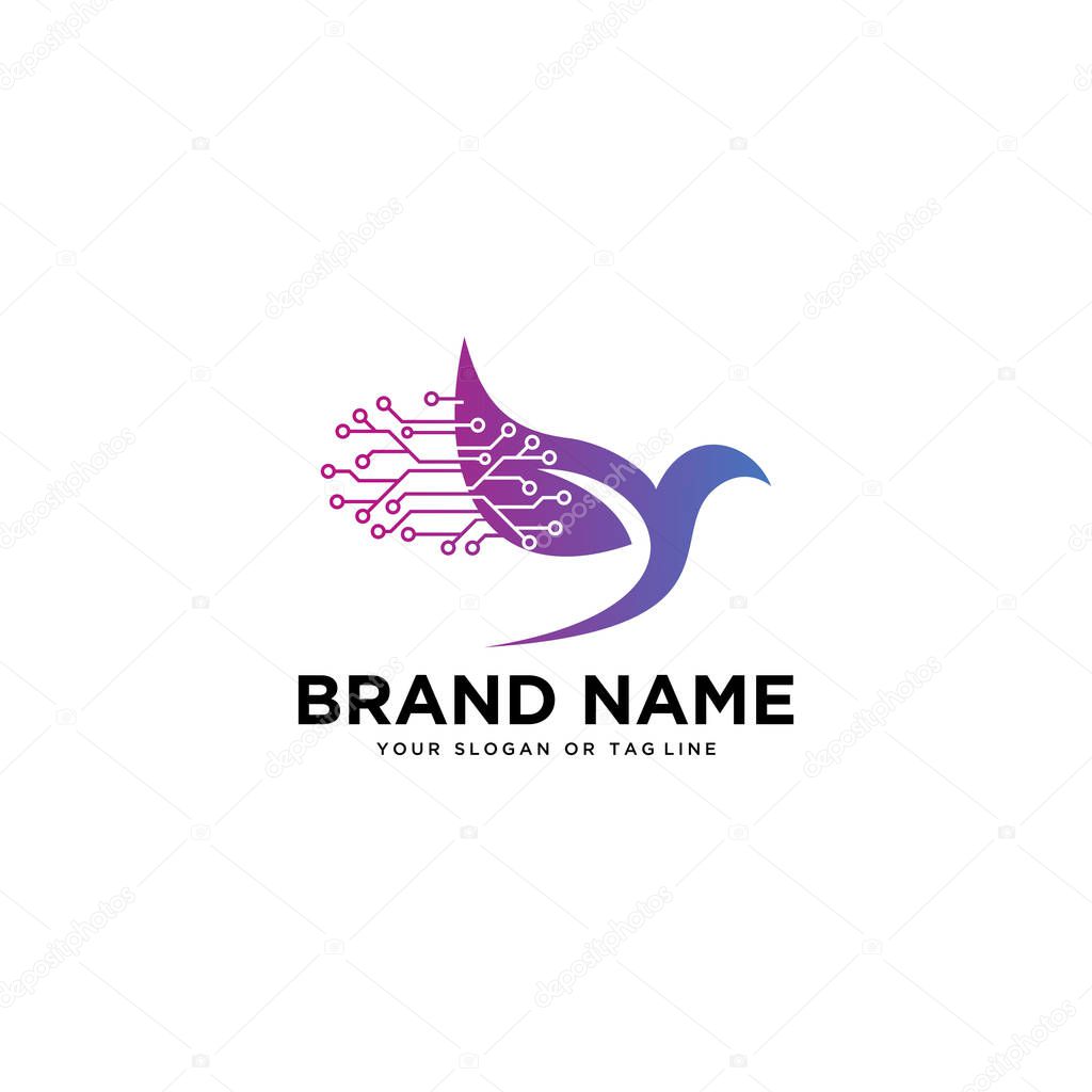 Logo design concept bird tech vector template