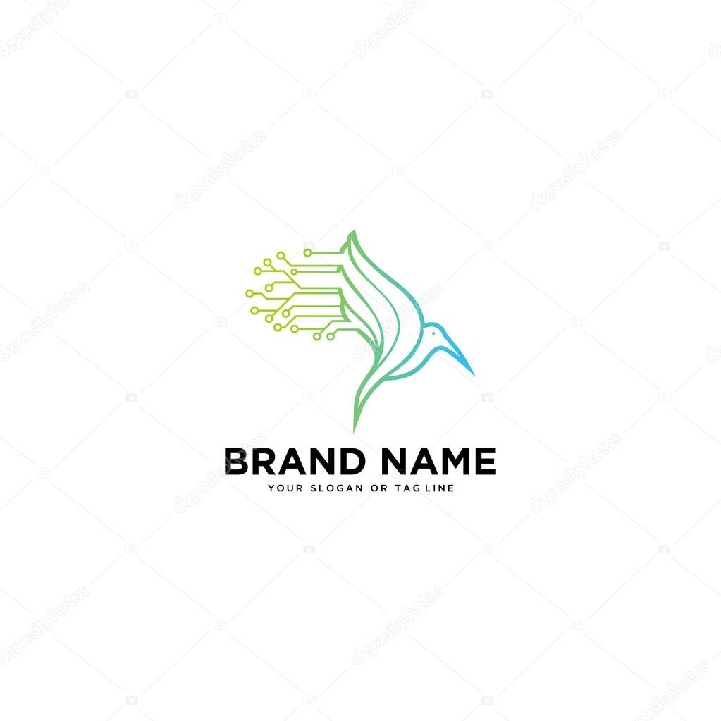 Logo design concept bird tech vector template