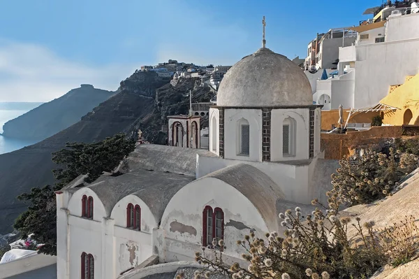 Fira igreja cúpula em Fira, Santorini — Fotografia de Stock