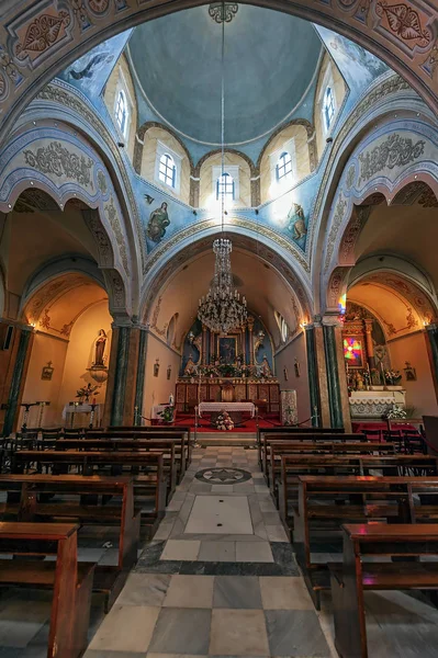 Inre Utsikt Över John Katedral Romersk Katolska Kyrkan Fira Santorini — Stockfoto