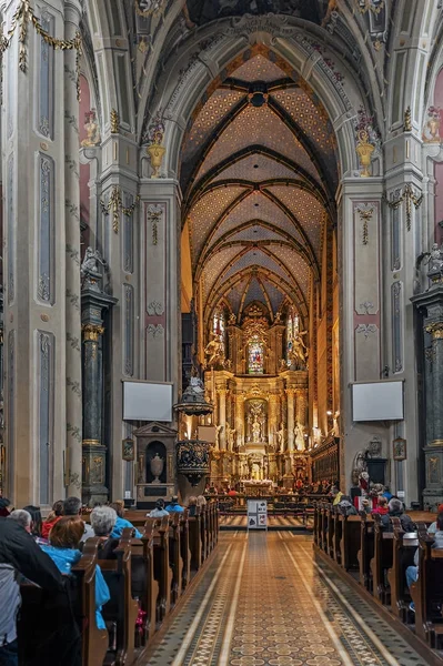 Kväll Offentlig Liturgi Ärkekatedralen Basilikan Antagandet Jungfru Maria Den Latinska — Stockfoto