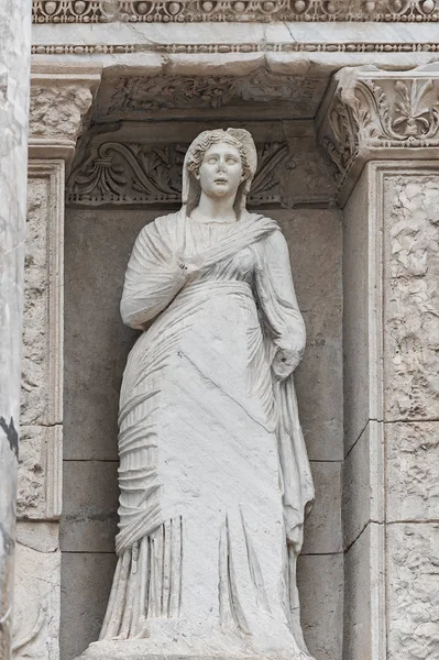 Arete Personificação Virtude Biblioteca Celsus Éfeso Turquia — Fotografia de Stock