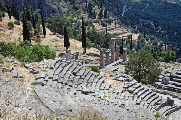 Vista Panorámica Teatro Griego Famosa Delfos Grecia — Foto de Stock