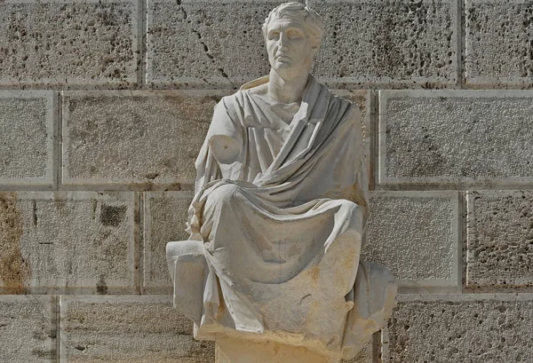 Statyn Menander Den Atenska Pjäsförfattaren Nya Komedi Akropolis Aten Grekland — Stockfoto