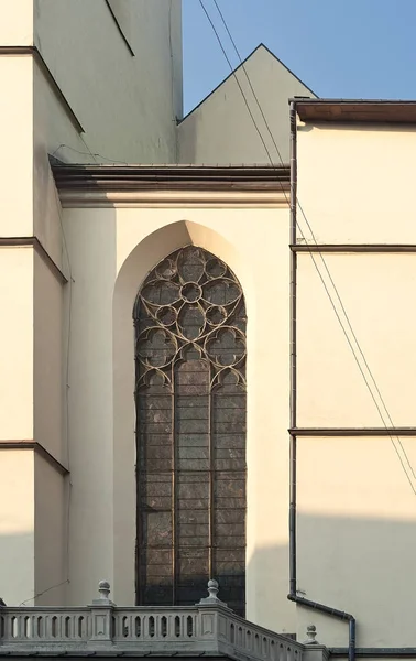 Parte Janela Fachada Catedral Latina Lviv Ucrânia — Fotografia de Stock