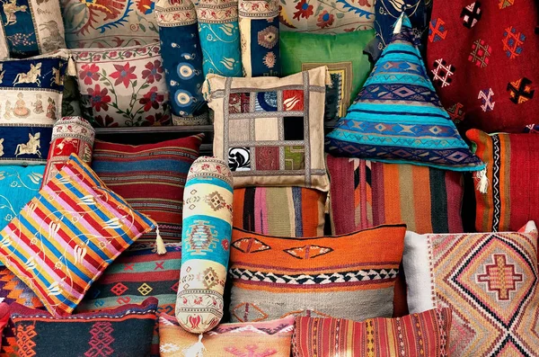 Amostras Travesseiros Decorativos Tradicionais Turcos — Fotografia de Stock