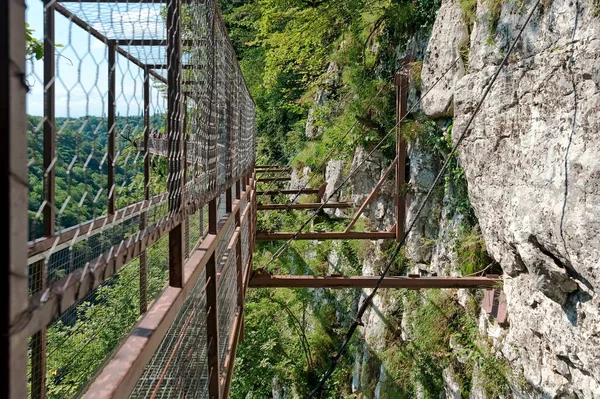 Puente Colgante Alrededor Del Cañón Okatse Georgia — Foto de Stock