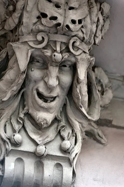 Décoration Mascaron Clown Sur Façade Ancien Bâtiment Lviv Ukraine — Photo