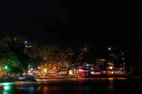 Nocna Scena Plaży Unawatuna Sri Lance — Zdjęcie stockowe