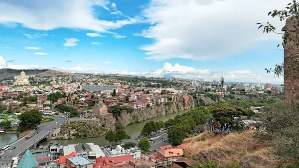 Panorama Tbilisi Fortaleza Narikala Geórgia — Fotografia de Stock