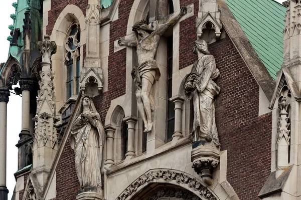 Fragmento Decoração Fachada Igreja Dos Santos Olha Elizabeth Lviv Ucrânia — Fotografia de Stock