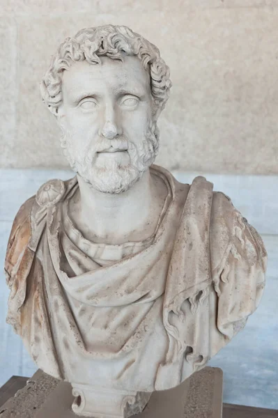 Portrait Bust Emperor Antoninus Pius Stoa Attalos Ancient Agora Athens — Stock Photo, Image