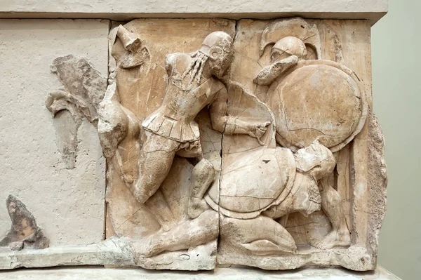 Detalhe Frontão Museu Arqueológico Delphi Grécia — Fotografia de Stock